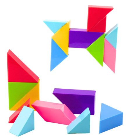 LEAN Toys Klocki Magnetyczne Tangram Kolorowa Układanka Naklejki 9 el.