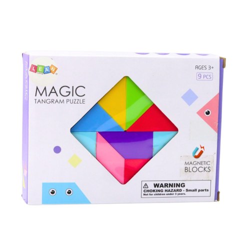 LEAN Toys Klocki Magnetyczne Tangram Kolorowa Układanka Naklejki 9 el.