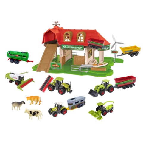 LEAN Toys Zestaw Farma Stodoła Traktory Figurki Zwierzęta 42 el.