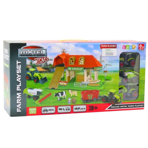 LEAN Toys Zestaw Farma Stodoła Traktory Figurki Zwierzęta 42 el.