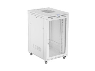Szafa instalacyjna rack stojąca 19 cali 27U 800x1000 drzwi perforowane LCD szara (Flat pack) Lanberg