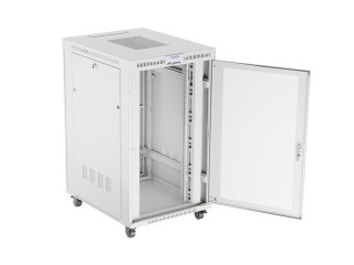 Szafa instalacyjna rack stojąca 19 cali 27U 800x1000 drzwi perforowane LCD szara (Flat pack)