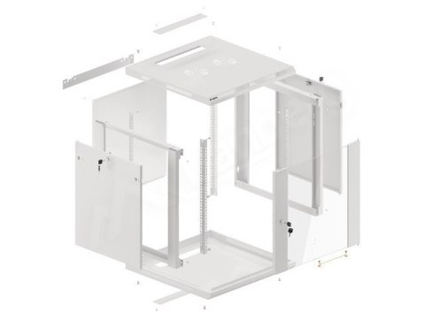Szafa instalacyjna wisząca 19'' 12U 600X600mm szara (drzwi szklane) Lanberg