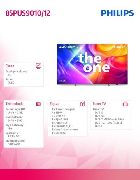 Telewizor 85 cali LED 85PUS9010/12