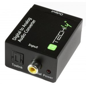 Konwerter cyfrowy Toslink SPDIF, coaxial audio na analog stereo RCA L/R Techly