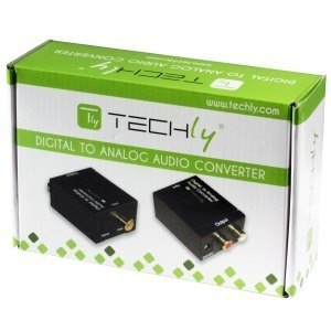 Konwerter cyfrowy Toslink SPDIF, coaxial audio na analog stereo RCA L/R Techly