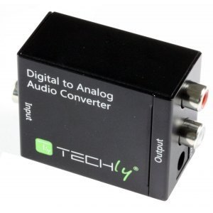 Konwerter cyfrowy Toslink SPDIF, coaxial audio na analog stereo RCA L/R Techly