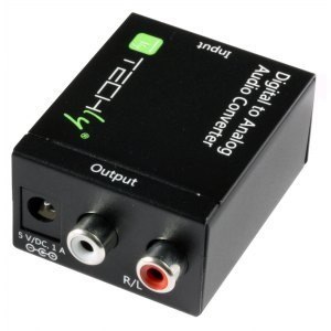 Konwerter cyfrowy Toslink SPDIF, coaxial audio na analog stereo RCA L/R Techly