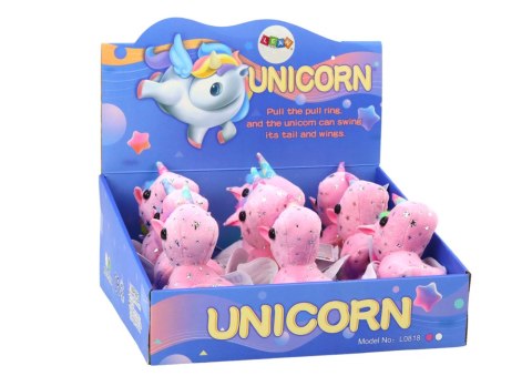 LEAN Toys Jednorożec Konik Pluszowy Naciągany Skaczący Różowy