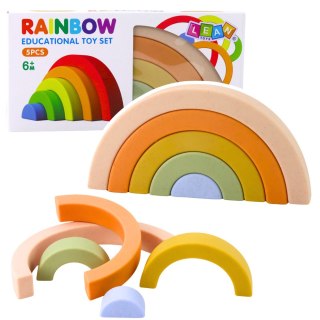 LEAN Toys Tęczowa Układanka Dla Malucha Klocki Gumowe Pastelowe 5 szt.