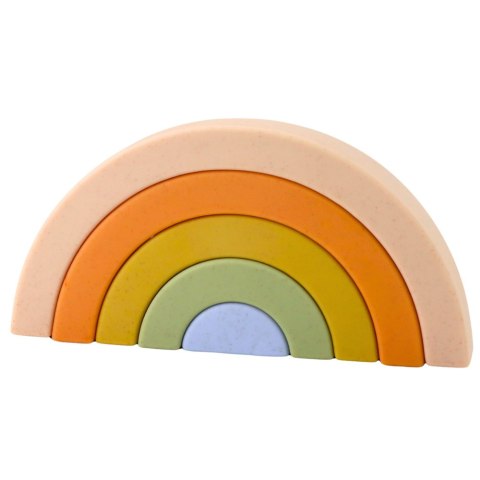LEAN Toys Tęczowa Układanka Dla Malucha Klocki Gumowe Pastelowe 5 szt.