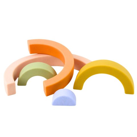 LEAN Toys Tęczowa Układanka Dla Malucha Klocki Gumowe Pastelowe 5 szt.