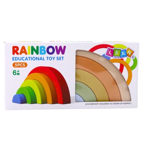 LEAN Toys Tęczowa Układanka Dla Malucha Klocki Gumowe Pastelowe 5 szt.