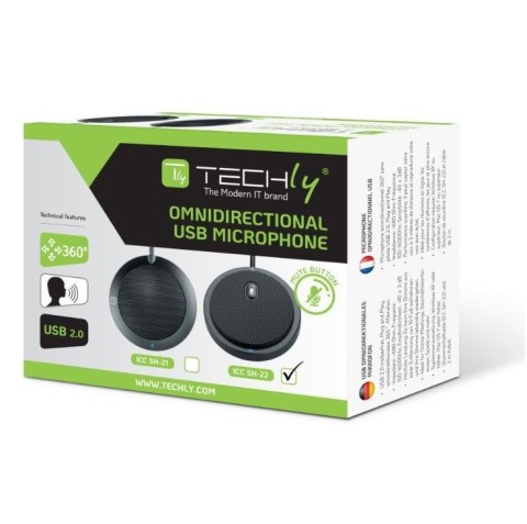 Mikrofon konferencyjny dookólny USB 2.0 z wyciszeniem Techly