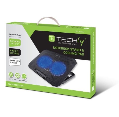 Podstawka chłodząca do laptopa do 17 cali podświetlana Techly