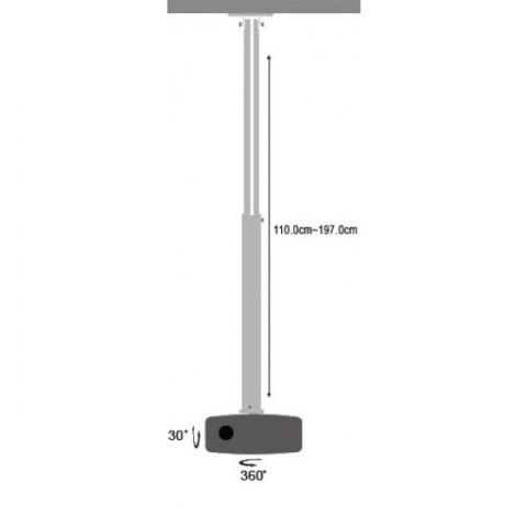 Ramię do projektora 110 -190cm sufitowe, 15kg, srebrne Techly