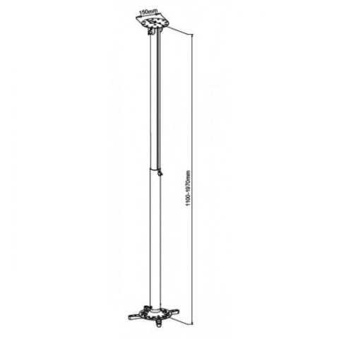 Ramię do projektora 110 -190cm sufitowe, 15kg, srebrne Techly