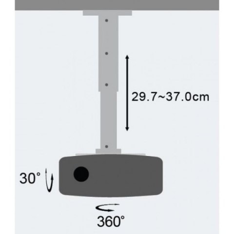 Ramię do projektora 30-37cm sufitowe, 15kg, srebrne Techly