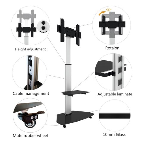 Stojak Mobilny LCD/LED 37-70cali, 40kg PIVOT Techly