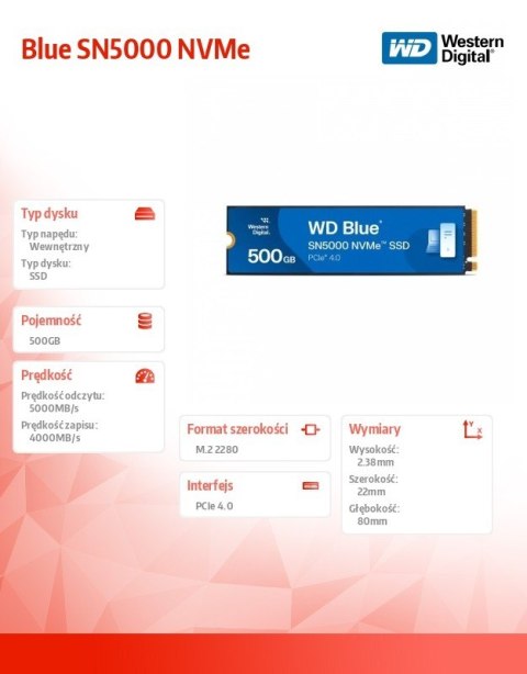 Dysk SSD Blue 500GB M.2 2280 SN5000 NVMe PCIE4.0
