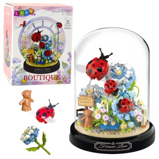 LEAN Toys Klock Konstrukcyjne Kompozycja Kwiatowa Z Biedronkami W Kopule 596 el.