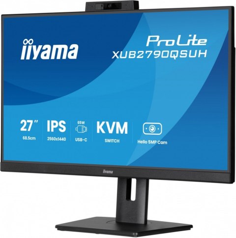 Monitor 27 cali XUB2790QSUH-B2 IPS,QHD,CAM,MIC,HDMI,DP,3xUSB(3.2), 100Hz,ADAPTIVE SYNC,FlickerFree,2x2W,WINDOWS HELLO IIYAMA
