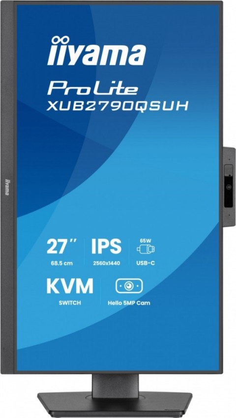 Monitor 27 cali XUB2790QSUH-B2 IPS,QHD,CAM,MIC,HDMI,DP,3xUSB(3.2), 100Hz,ADAPTIVE SYNC,FlickerFree,2x2W,WINDOWS HELLO IIYAMA