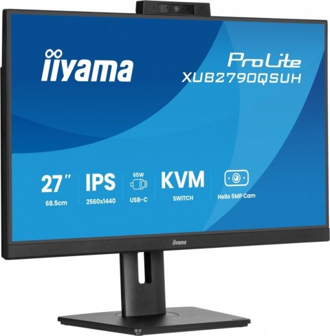 Monitor 27 cali XUB2790QSUH-B2 IPS,QHD,CAM,MIC,HDMI,DP,3xUSB(3.2), 100Hz,ADAPTIVE SYNC,FlickerFree,2x2W,WINDOWS HELLO IIYAMA