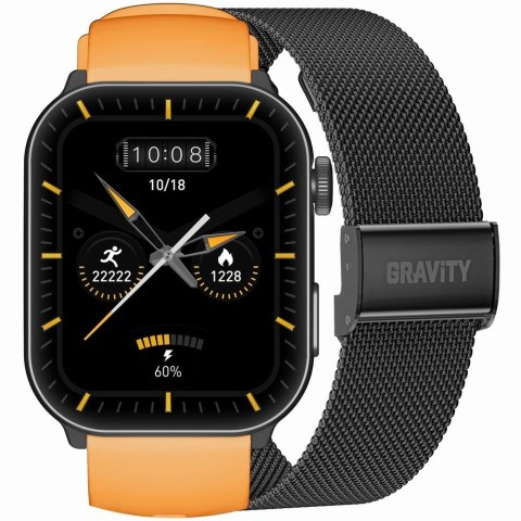 Smartwatch Męski GRAVITY GT28-2 Pasek + Bransoleta Pomarańczowo Czarny