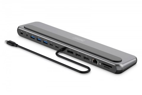Stacja dokująca USB-C 12 portowa, max. 8K/30Hz z HDR, HDMI, DP, max. 3 monitory (MST), USB-C 3.2 Gen2, Gigabit Ethernet, SD/Micr Digitus
