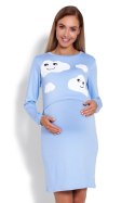 Koszulka nocna Koszula Nocna Ciążowa Model 1682 Sky Blue - PeeKaBoo