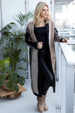 Sweter Kardigan Model 30087 Black/Cappuccino - PeeKaBoo Hurtownia odzieży on-line, moda damska, bielizna i obuwie dla kobiet - M