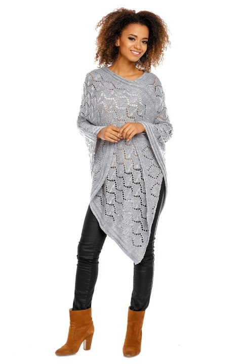 Sweter Poncho model 30012 Light Gray - PeeKaBoo Sweter Poncho model 30012 Light Gray - PeeKaBoo
