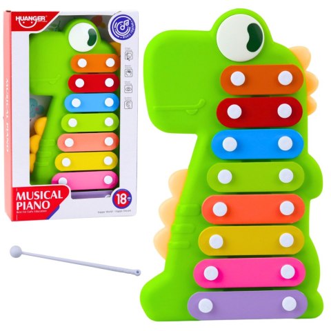 LEAN Toys Cymbałki Instrument Muzyczny Dla Malucha 8 Płytek Dinozaur Zielony