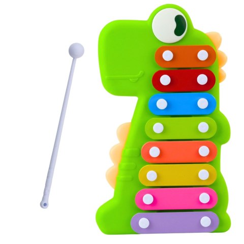LEAN Toys Cymbałki Instrument Muzyczny Dla Malucha 8 Płytek Dinozaur Zielony