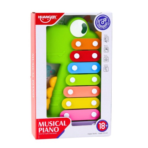 LEAN Toys Cymbałki Instrument Muzyczny Dla Malucha 8 Płytek Dinozaur Zielony