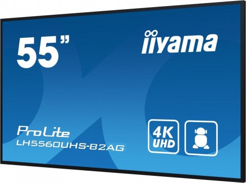 Monitor wielkoformatowy 55 cali LH5560UHS-B1AG matowy 24h/7 500(cd/m2) VA 3840 x 2160 UHD(4K) Android.11 Wifi CMS(iiSignage2), U IIYAMA