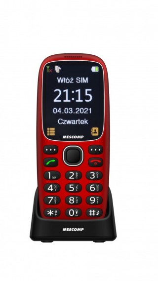 Telefon komórkowy dla seniorów Mescomp MT-166 Edgar Elegant SOS 4G Czerwony Mesmed