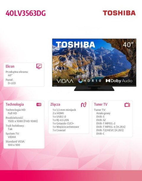 Telewizor LED 40 cali 40LV3563DG Toshiba