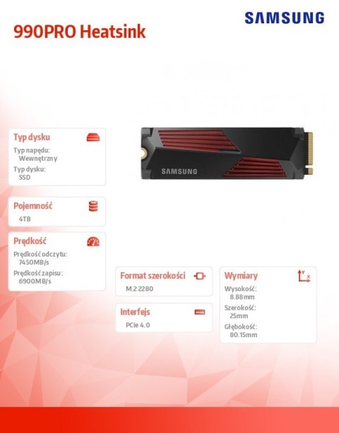 Dysk SSD 990PRO Heatsink NVMe 4TB MZ-V9P4T0CW Samsung