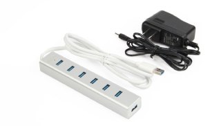 HUB 7 x USB3.0 Aluminium z zasilaczem; Y-3090