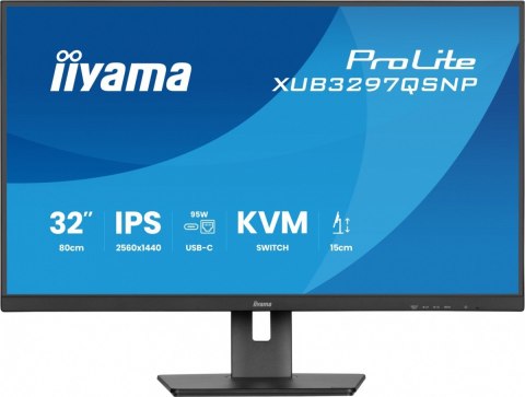 Monitor 32 cale XUB3297QSNP-B1 IPS,QHD,USB-C DOCK (95W), USB HUB 4x, KVM, RJ45, GW 5 LAT IIYAMA