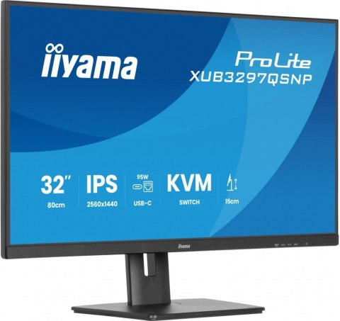 Monitor 32 cale XUB3297QSNP-B1 IPS,QHD,USB-C DOCK (95W), USB HUB 4x, KVM, RJ45, GW 5 LAT IIYAMA