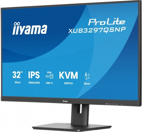 Monitor 32 cale XUB3297QSNP-B1 IPS,QHD,USB-C DOCK (95W), USB HUB 4x, KVM, RJ45, GW 5 LAT IIYAMA