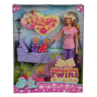 STEFFI Lalka z głębokim wózkiem, fiolet.
