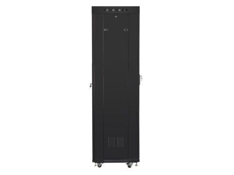 Szafa instalacyjna rack stojąca 19 42u 600x600 czarna, drzwi szklane lcd (Flat pack) Lanberg