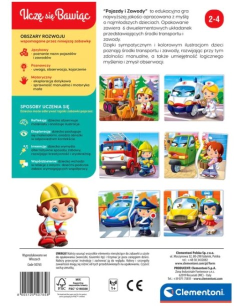 Clementoni Gra edukacyjna Pojazdy i Zawody Uczę się Bawiąc Język Polski Clementoni 50765