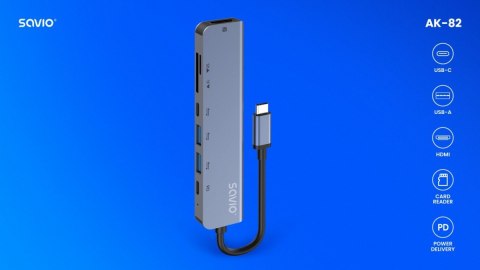 HUB USB-C 7w1 AK-82 Savio