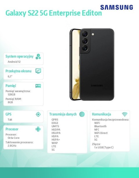 Smartfon Galaxy S22 5G (8+128GB) Enterprise Editon czarny Samsung