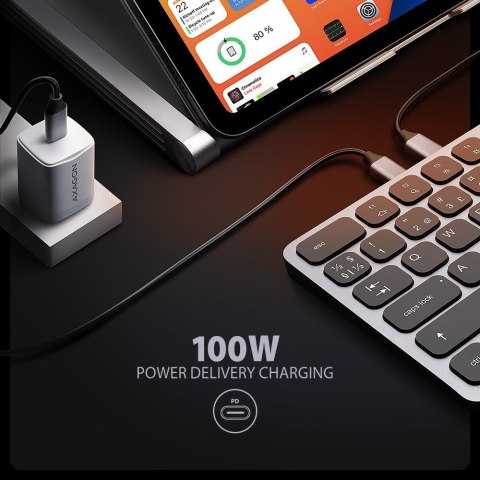 Klawiatura HMC-KB-NRD USB-C 5Gbps z wieloportowy hub 9in1, SD/microSD, 3x USB-A, HDMI 4K/60Hz, PD 100W, Audio, Nordic layout, 60 AXAGON